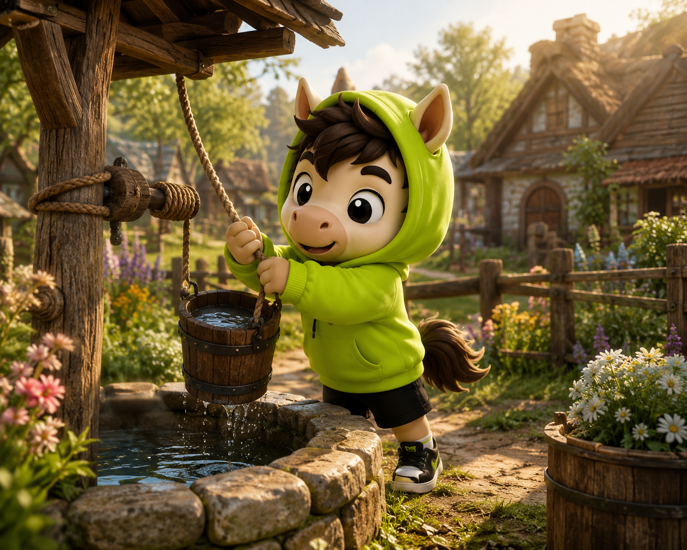 Rocats at the village well